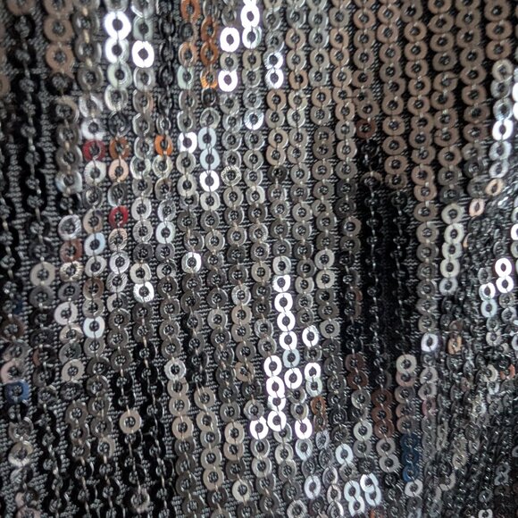 Vintage Jessica Black Sequin Bolero Shrug Ruched Sleeve XL - Picture 8 of 9